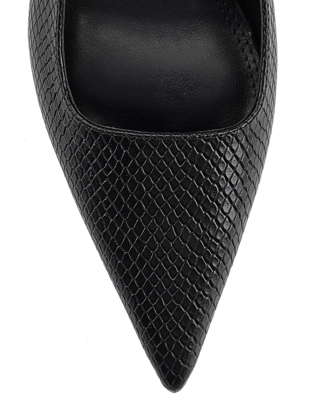 Women's blake snake embossed leather stiletto heel with slingback and pointed toe