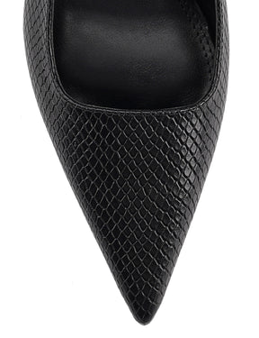 Women's blake snake embossed leather stiletto heel with slingback and pointed toe