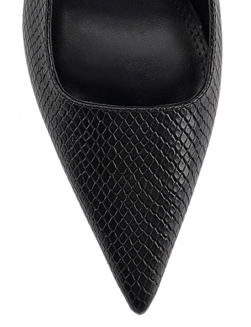 Women's blake snake embossed leather stiletto heel with slingback and pointed toe