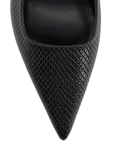 Women's blake snake embossed leather stiletto heel with slingback and pointed toe
