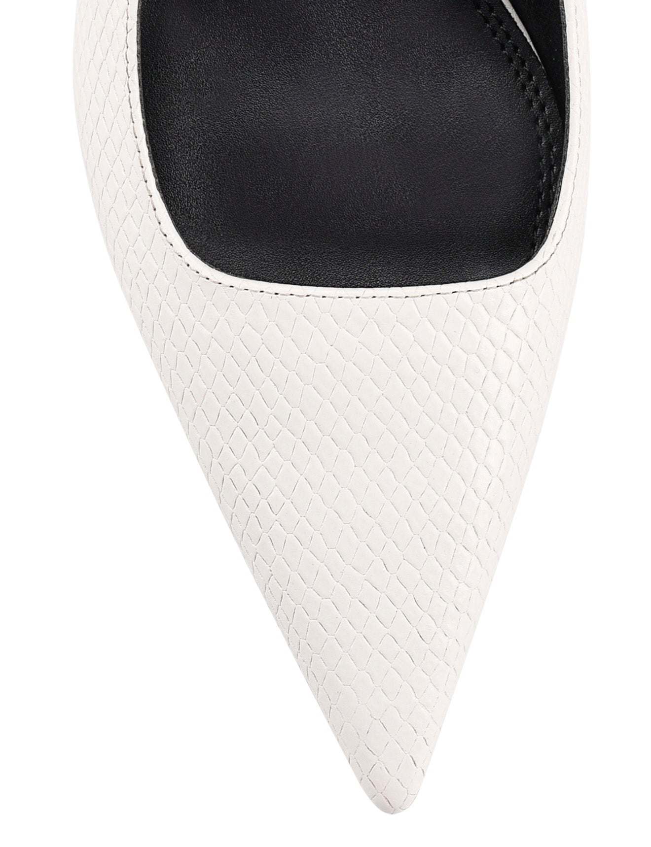 Women's brown snake embossed leather stiletto heel with slingback and pointed toe