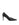 Women's black leather stiletto pumps with pointed toe and v cut throat