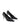 Women's black leather stiletto pumps with pointed toe and v cut throat