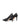 Women's black leather stiletto pumps with pointed toe and v cut throat