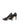 Women's black leather stiletto pumps with pointed toe and v cut throat