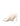 Women's chalk white leather stiletto pumps with pointed toe and v cut throat