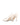 Women's chalk white leather stiletto pumps with pointed toe and v cut throat