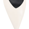 Women's chalk white leather stiletto pumps with pointed toe and v cut throat