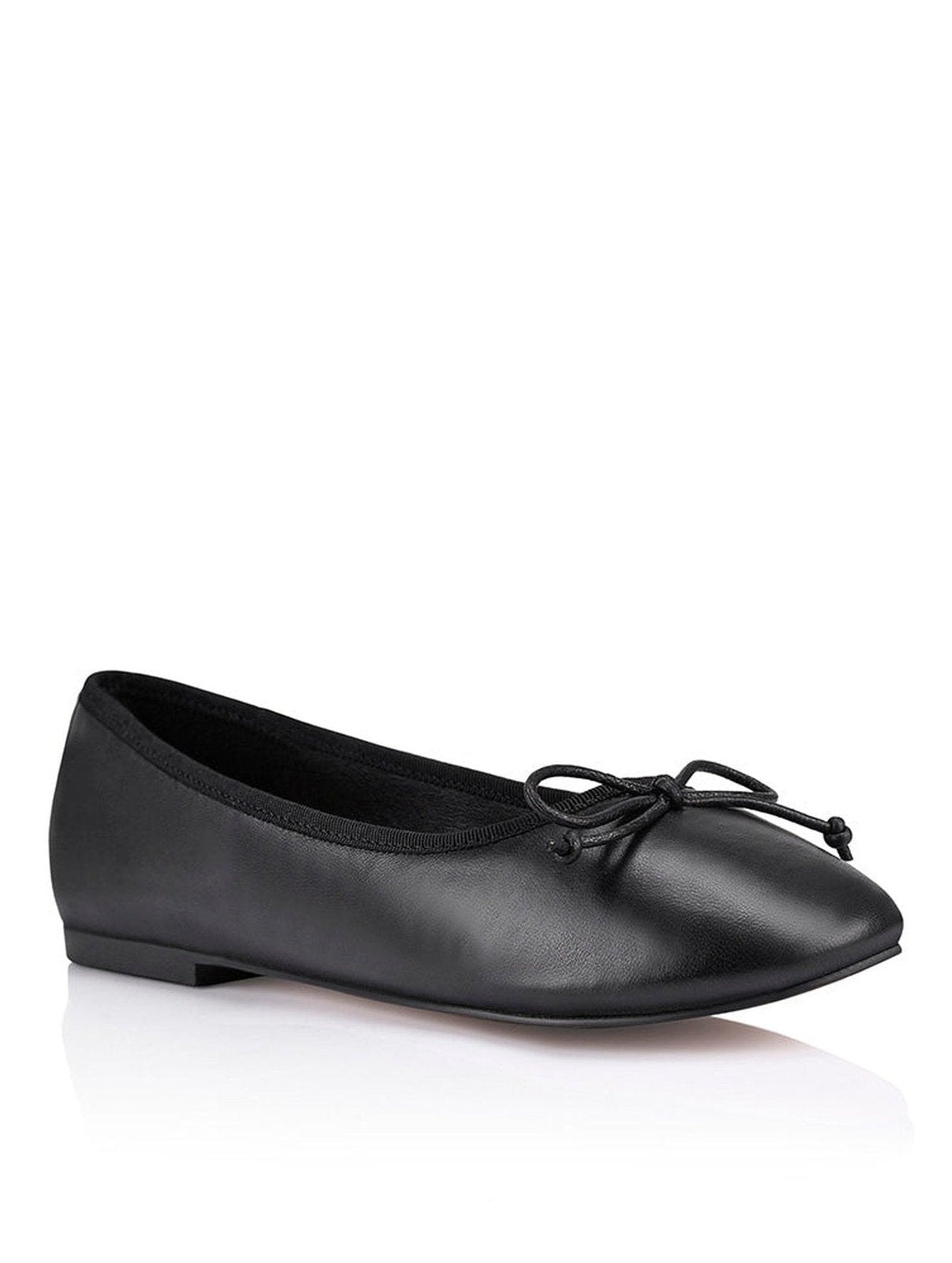 Ballet Flats Black Leather Siren Shoes