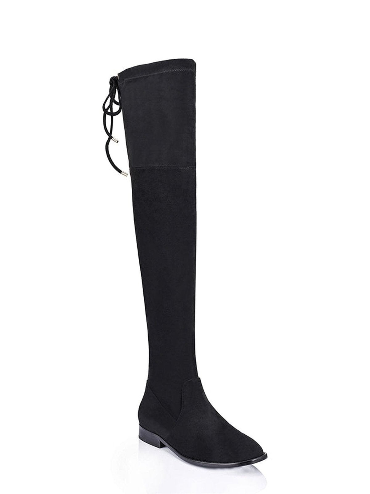 Quest Black Microsuede Over The Knee Boots | Siren Shoes