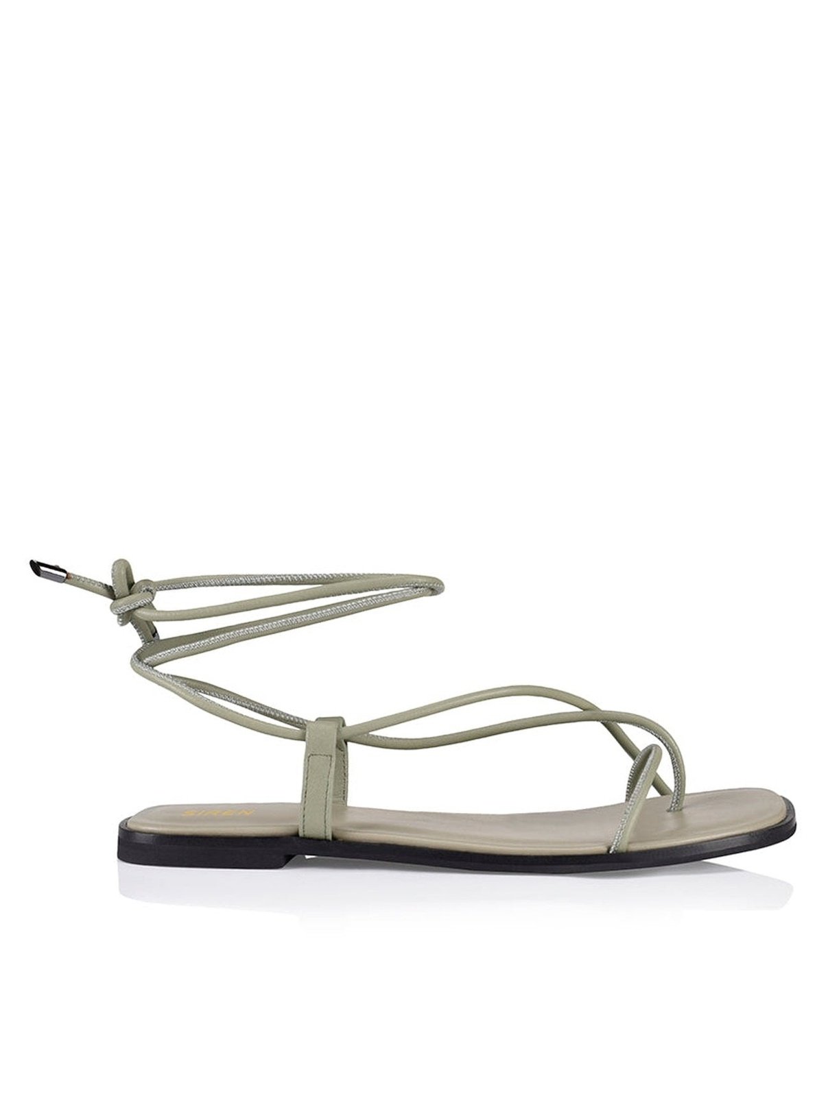 Sava Tie Up Sandals Olive Leather | Siren Shoes